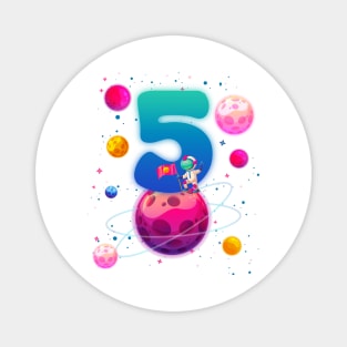 5th Birthday Party Space Lover B-day Gift For Kids Toddler Boys Magnet